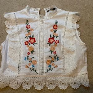 SHEIN Contrast Lace Mock Neck Crop Top!